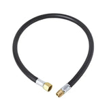 Black gas hose with brass fittings for Flame King LP hoses, versatile RV parts & accessories