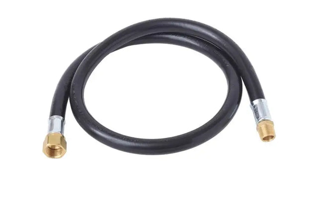 Black rubber hose with brass fittings from Flame King with female connectors for hose offers