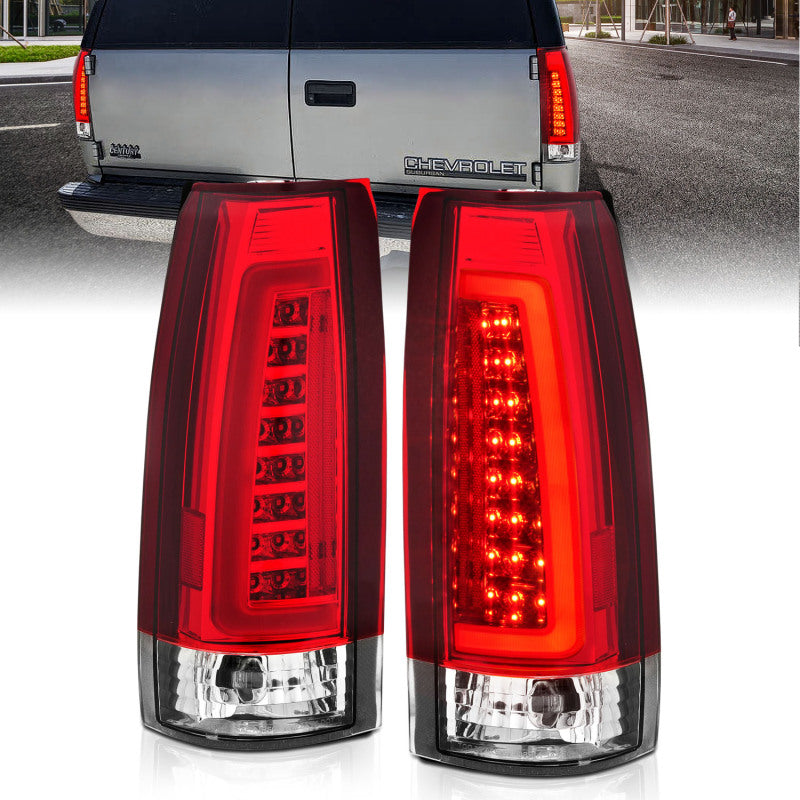 ANZO 311346 ANZO 1999-2000 Cadillac Escalade LED Taillights Chrome Housing Red/Clear Lens Pair