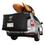 Black car cargo carrier on 100B90 Rightline Cargo Saddlebag for extra trunk space