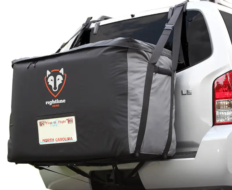 Car-mounted cargo carrier on 100B90 Rightline Cargo Saddlebag for extra storage