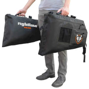 Black storage bags with handles held by a person for 100J75-B Rightline Side Storage Bag