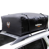 Black cargo carrier on 100S30 Rightline Sport 3 Car Top Carrier roof rack
