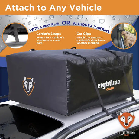 Waterproof 100S50 Rightline Sport Jr Car Top Carrier on vehicle roof for extra cargo space