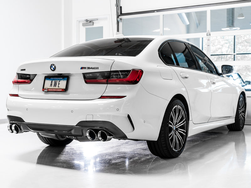 AWE Tuning 3015-42148 AWE Tuning 2019+ BMW M340i (G20) Non-Resonated Touring Edition Exhaust - Quad Chrome Silver Tips