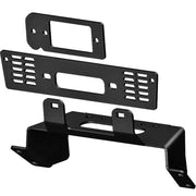 "101560 Winch Mount, OEM integrated design, durable black steel, requires drilling and lead rotation, ensures robust winch installation with stock bumper."