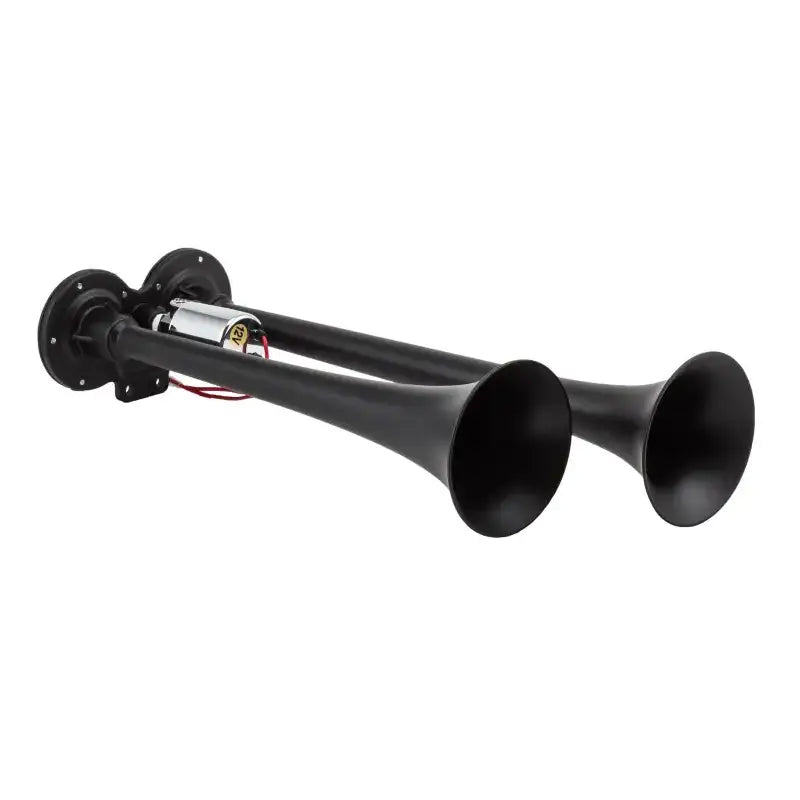 102-1 Kleinn Auto Compact Dual Horn with a sleek, black design, showcasing easy installation and dual horn setup for powerful, clear, and distinct sound on the road.
