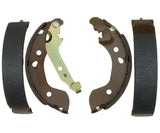 Automotive Brake Shoe Set for Drum Brake Systems showing brake shoes and pads