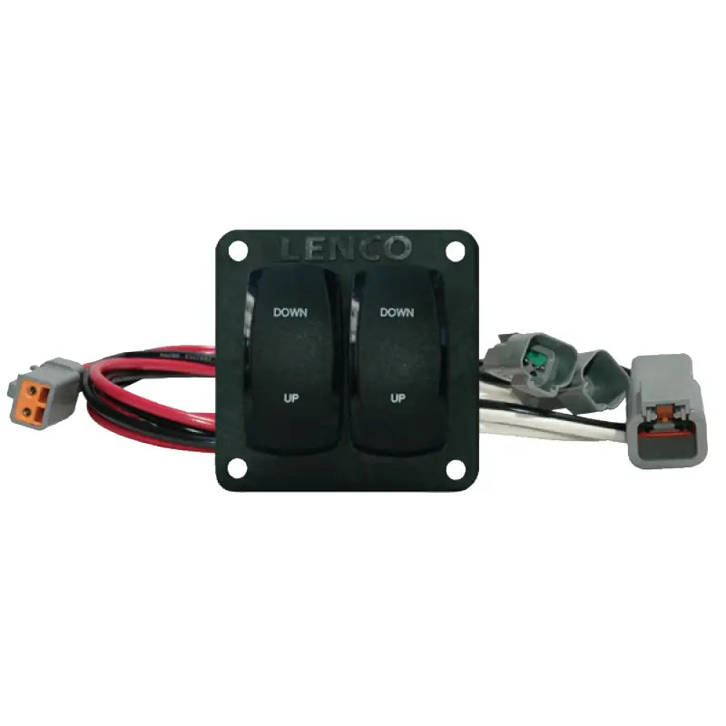 Black double rocker switch with wiring for Lenco 10221-211D switch kit