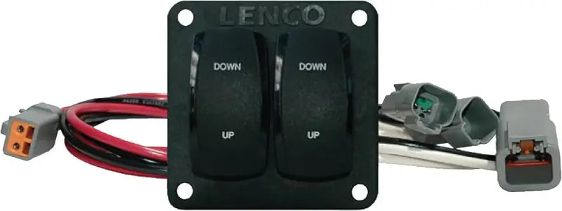 Black dual rocker switch with wiring for Lenco Double Rocker Switch Kit W Pigtail