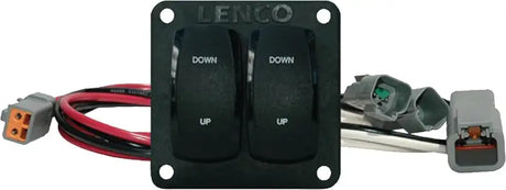 Black dual rocker switch with wiring for Lenco Double Rocker Switch Kit W Pigtail