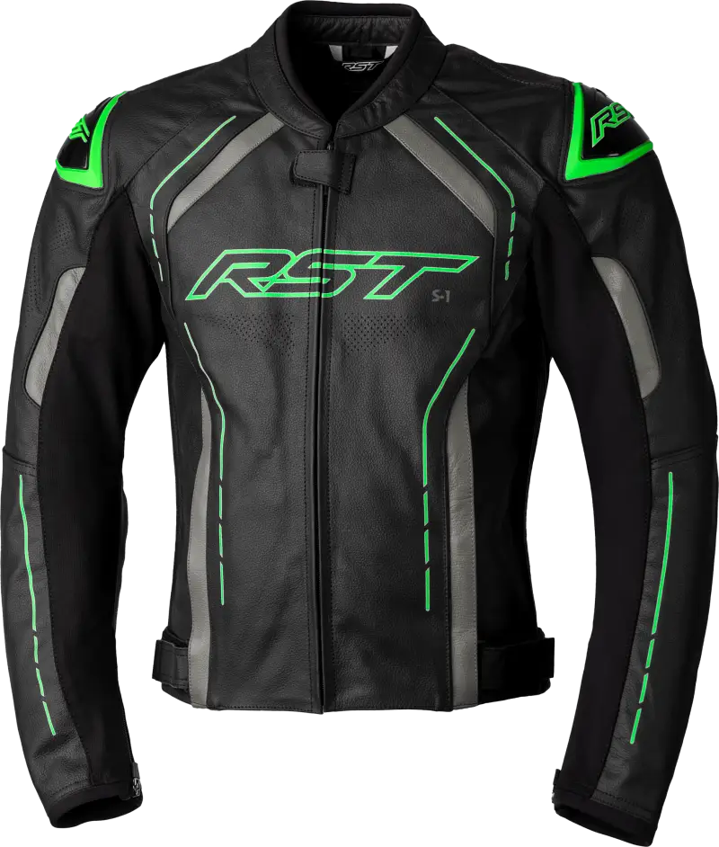 102977NEO-40 Rst S1 Ce Jacket Black/Grey/Neon Green Lthr Sm - RV and Auto Parts