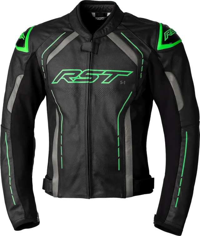 102977NEO-46 Rst S1 Ce Jacket Black/Grey/Neon Grn Lthr Xl - RV and Auto Parts