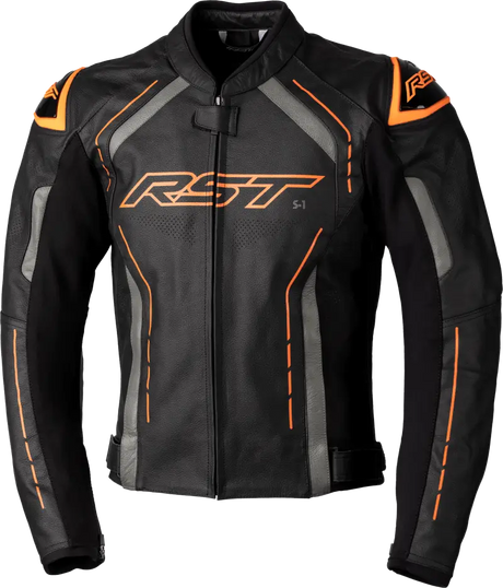 102977ORG-46 Rst S1 Ce Jacket Black/Grey/Neon Org Lthr Xl - RV and Auto Parts