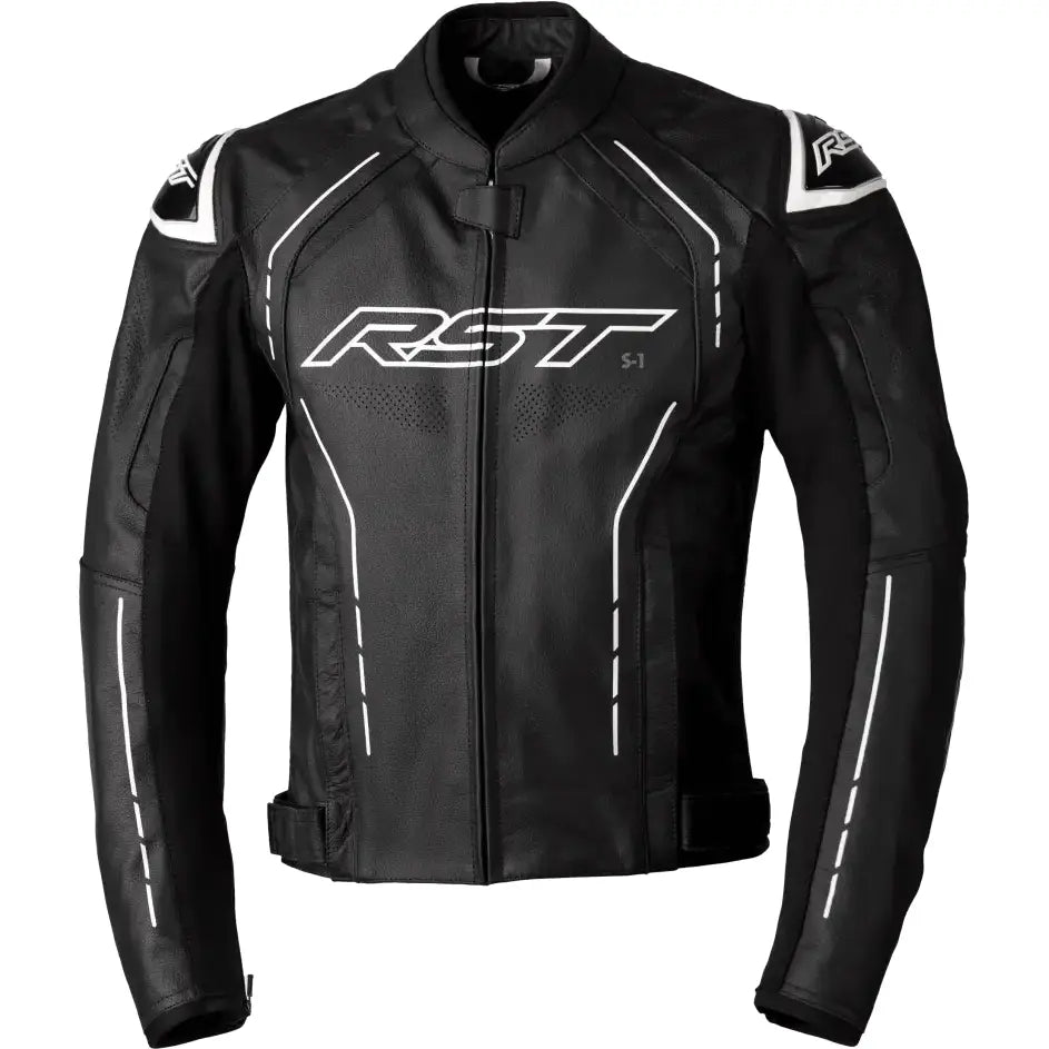 102977WHI-40 Rst S1 Ce Jacket Black/Black/White Leather Sm - RV and Auto Parts