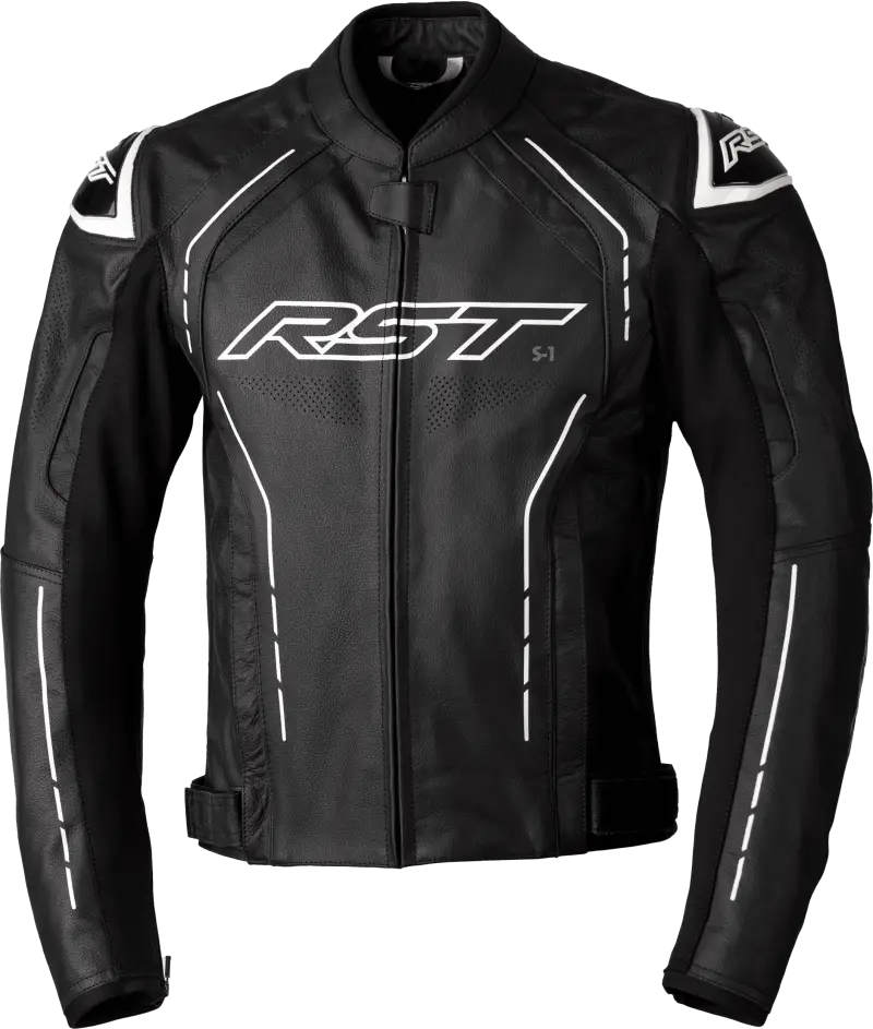 102977WHI-54 Rst S1 Ce Jacket Black/Black/White Leather 5Xl - RV and Auto Parts