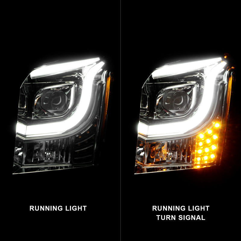 ANZO 111536 ANZO 2015-2017 GMC Yukon XL Projector Headlights W Lightbar - Chrome/Amber
