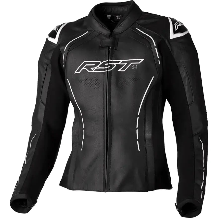 103043WHI-08 Rst Ladies S1 Ce Jacket Black/White Leather Xs - RV and Auto Parts