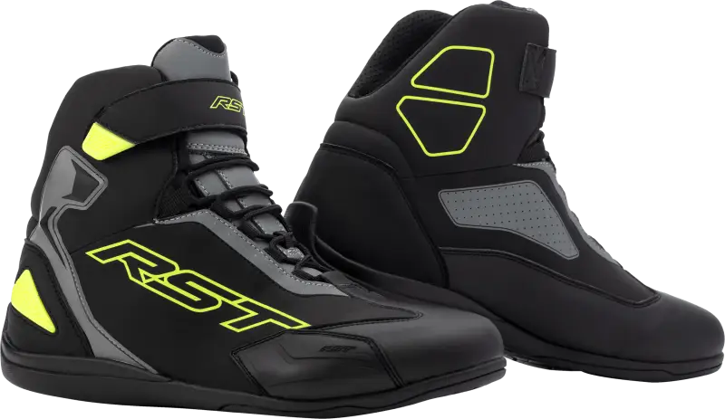 103053F.YEL-46 Rst Sabre Moto Shoe Ce Boot Black / Grey / Flo Yellow Sz - RV and Auto Parts
