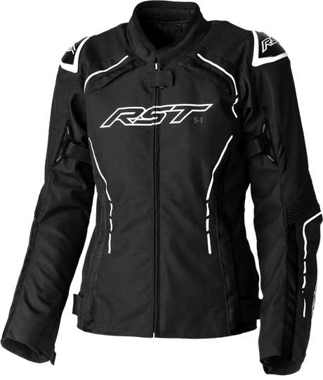 103056WHI-14 Rst Ladies S1 Ce Jacket Black/White Textile Lg - RV and Auto Parts