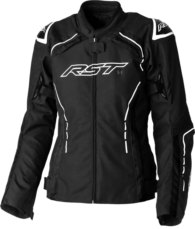 103056WHI-14 Rst Ladies S1 Ce Jacket Black/White Textile Lg - RV and Auto Parts