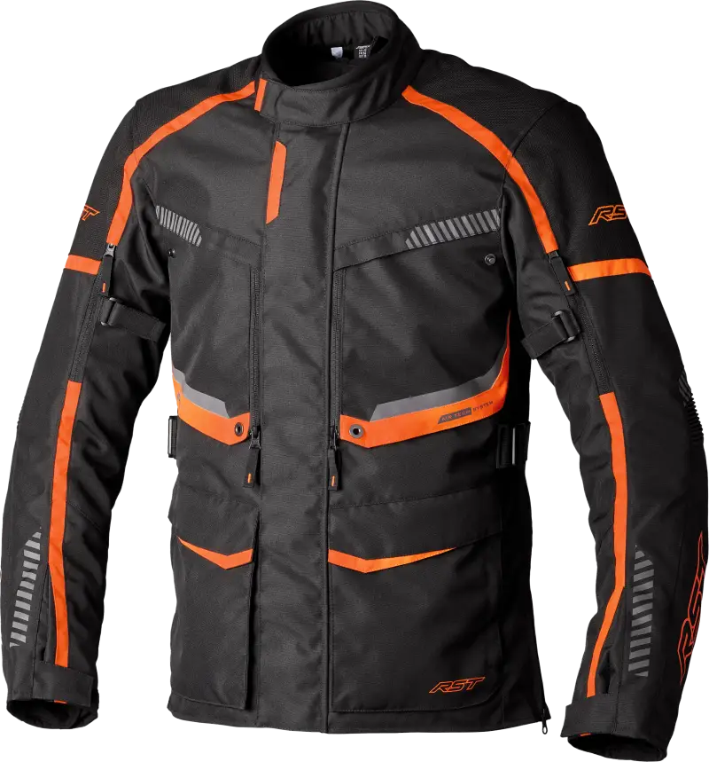103198ORG-52 Rst Maverick Evo Ce Jacket Black/Orange Textile 4Xl - RV and Auto Parts