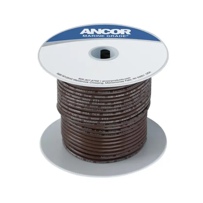 Spool of brown tinned copper wire for marine use, 14 AWG 2mm2 cable
