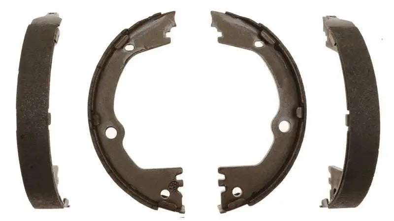 Four brake shoes from 1042PG R/M Brakes Parking Brake Shoe, perfect for parking brake needs