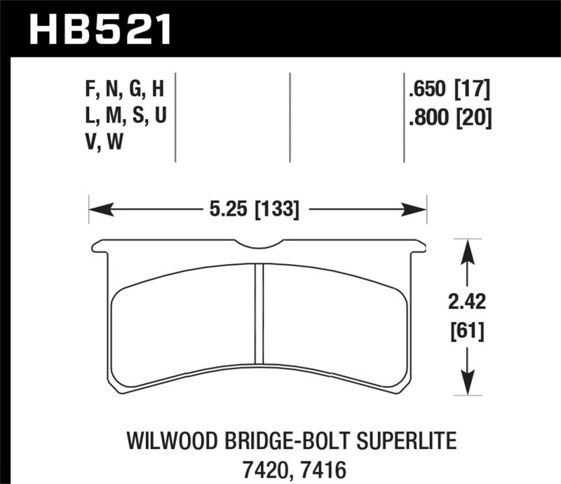 Hawk Performance HB521B.650 Hawk Wilwood BB SL 7421 HPS 5.0 Brake Pads