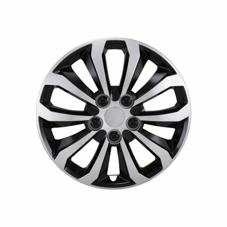 Silver and black 10 spoke 14-inch wheel from Coast2Coast, 106114SB model.