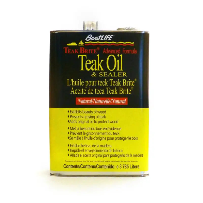 1089 Life Industry Teak Oil Natural 128 Fl.Oz. for enhancing and protecting teak wood surfaces with 100% natural oil.