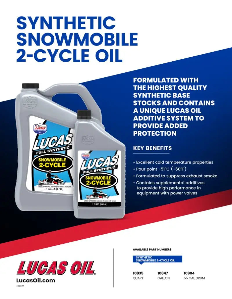 10904 Lucas Motor Oil Full Syn 2Cycle Snow 55 Gal Drum - Chemicals