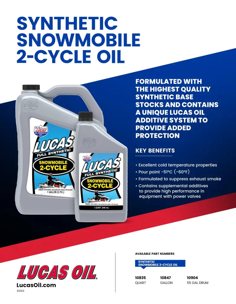 10904 Lucas Motor Oil Full Syn 2Cycle Snow 55 Gal Drum - Chemicals