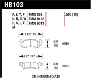 Hawk Performance HB103P.590 Hawk 76-77 Chevrolet Camaro LT / 72 Camaro Z28 / 69-81 Camaro Super Duty Street Front Brake Pads