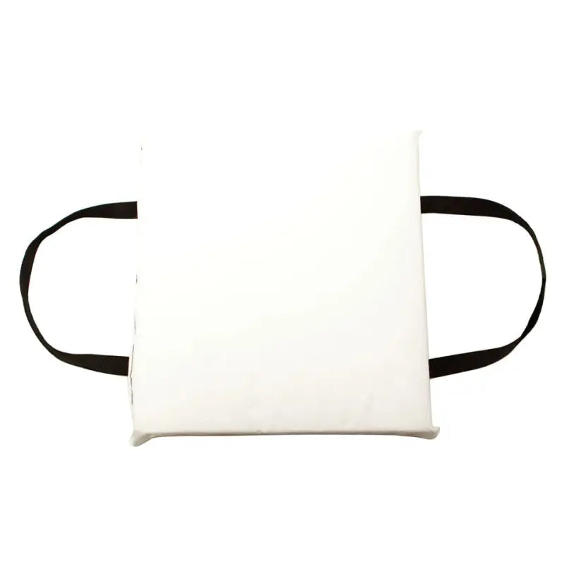 Onyx Outdoor Throwable Foam Cushion, model 110200-702-999-12, with black handles, white color.