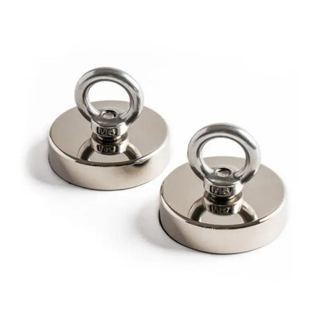 Silver-colored moonshade od62mm strong magnets with eye bolts for powerful holding