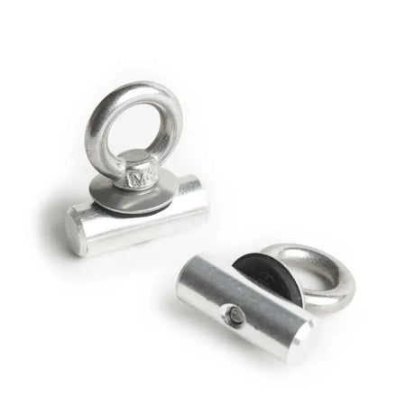Silver metal tie-down anchors for Moonshade 11121 Awning Rail Anchor setup