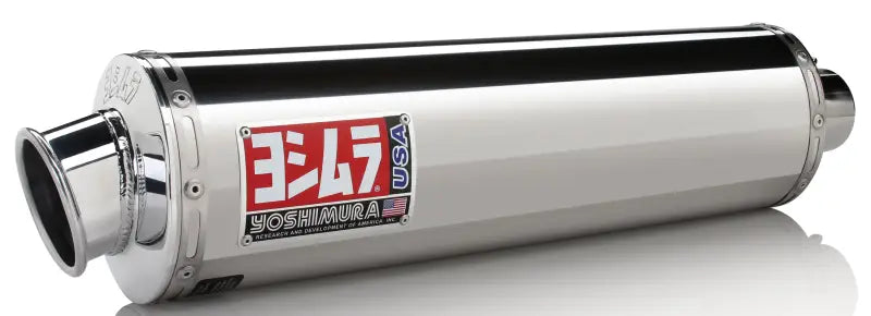 Shiny chrome Yoshimura RS-3 Slip-On Exhaust for motorcycle, model 1115455