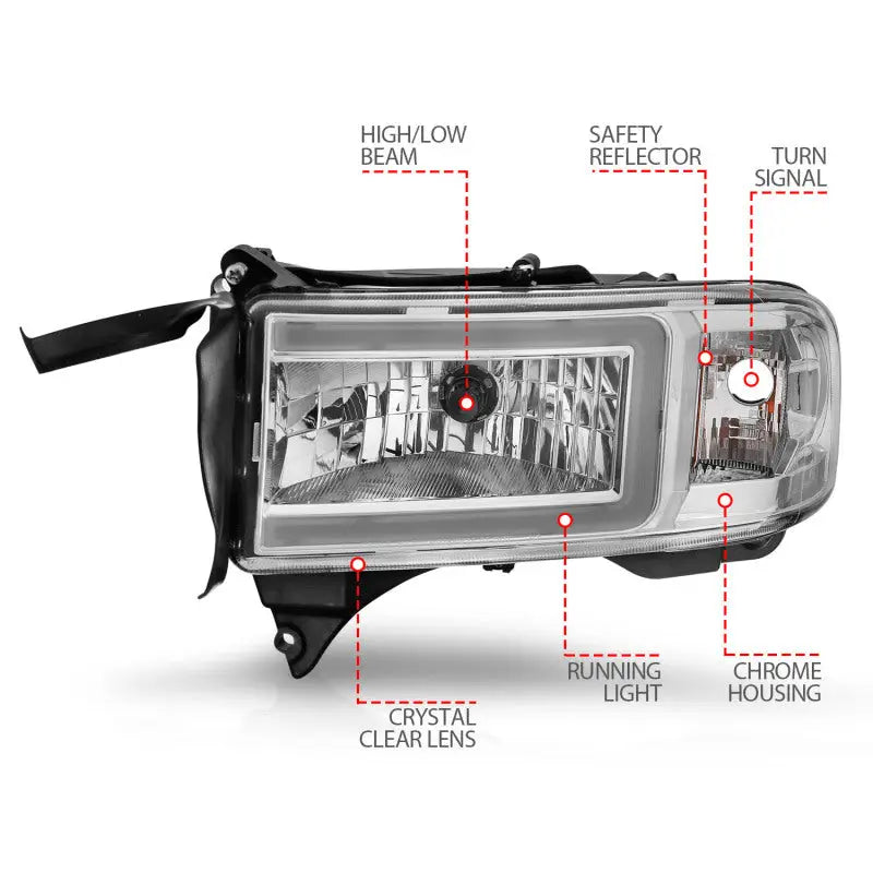 ANZO 111555 LED CRYSTAL HEADLIGHT; W/ LIGHT BAR