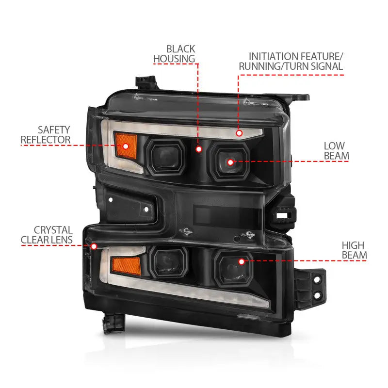 ANZO 111566-R LED PROJECTOR HEADLIGHT; CLEAR LENS