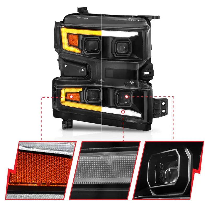 ANZO 111566-R LED PROJECTOR HEADLIGHT; CLEAR LENS