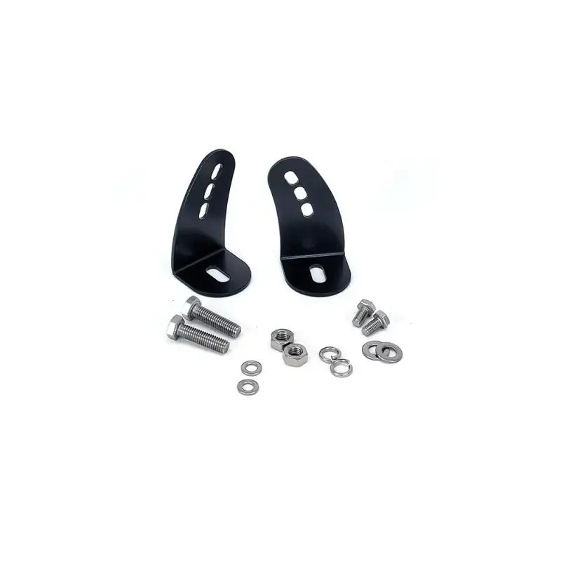 Black metal mounts kit with hardware for vehicle’s lighting in the 1118K-B Triplerlight Side Mounts Kit