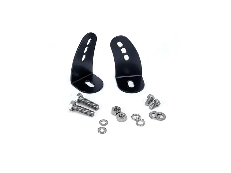 Black metal mounts kit with hardware for vehicle’s lighting in the 1118K-B Triplerlight Side Mounts Kit