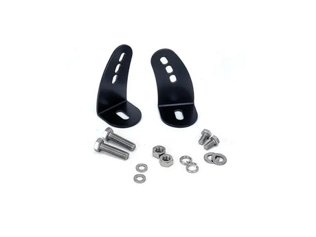 Black metal mounts kit with hardware for vehicle’s lighting in the 1118K-B Triplerlight Side Mounts Kit