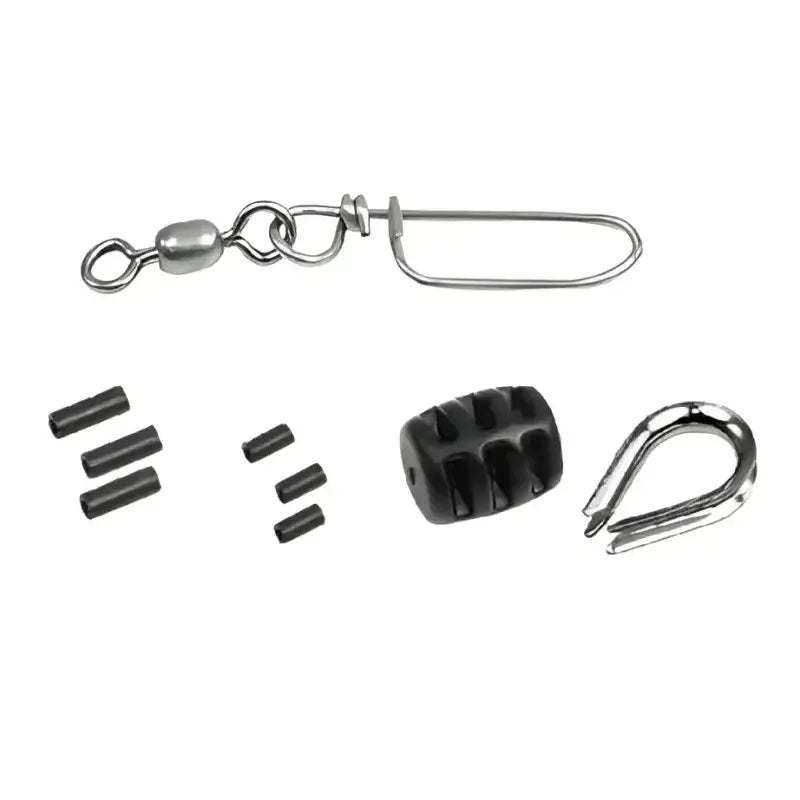 Fishing tackle components featuring the 1153 Scotty Inc. Terminal Kit with Thimble Bumper