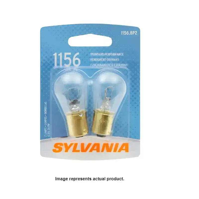 Two Sylvania 1156 bulbs in packaging for vehicle’s lighting, model BP2 Sylvania