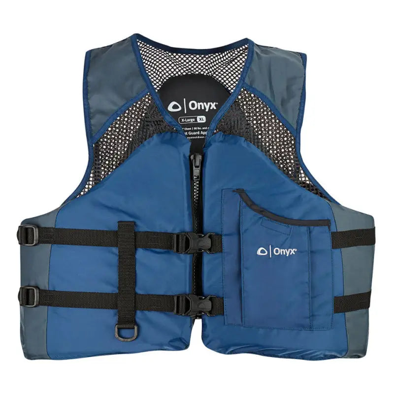 Blue and gray Onyx life vest from the Onyx Outdoor Mesh Classic Sport collection