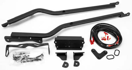 Matte black hard luggage mounting hardware with vehicle brackets and wiring for Top Case Sidearms