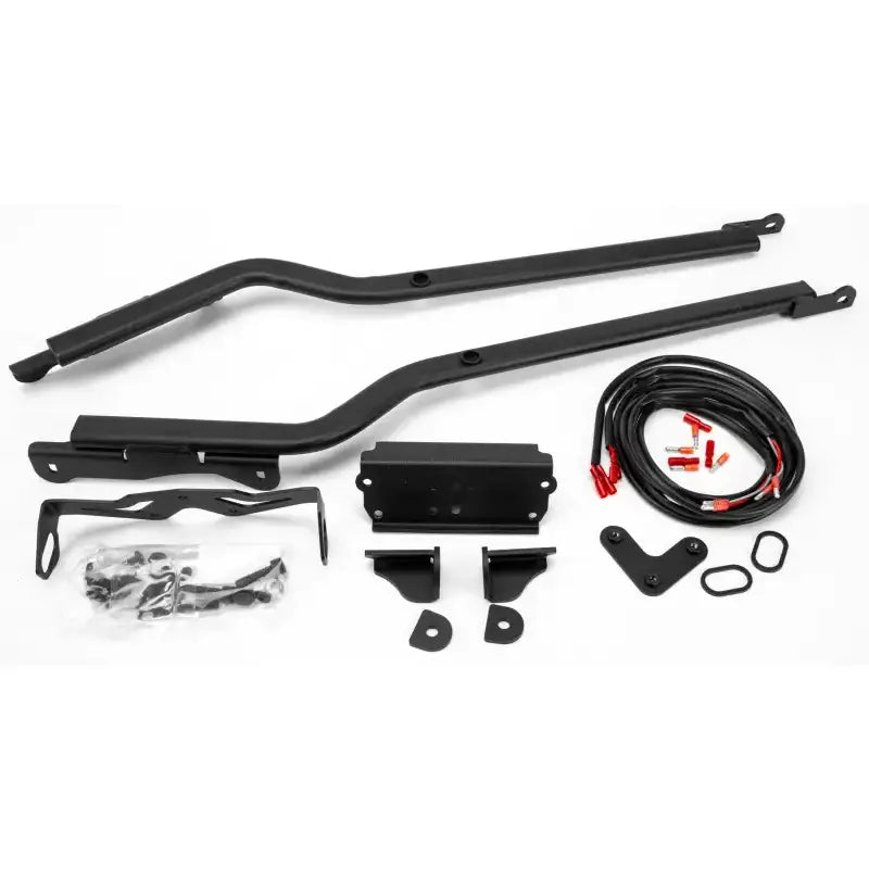Matte black hard luggage mounting hardware with vehicle brackets and wiring for Top Case Sidearms