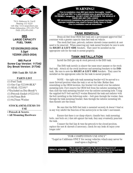 117342-BK1 Ims Fuel Tank Black 3.2 Gal